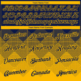 Custom Navy Gold 3D Pattern Design Gradient Square Shapes Performance T-Shirt