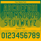 Custom Kelly Green Gold 3D Pattern Design Gradient Square Shapes Performance T-Shirt