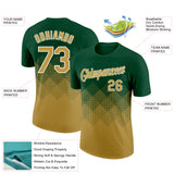 Custom Green Old Gold-White 3D Pattern Design Gradient Square Shapes Performance T-Shirt