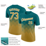 Custom Teal Old Gold-White 3D Pattern Design Gradient Square Shapes Performance T-Shirt