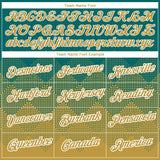 Custom Teal Old Gold-White 3D Pattern Design Gradient Square Shapes Performance T-Shirt
