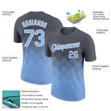 Custom Steel Gray Light Blue-White 3D Pattern Design Gradient Square Shapes Performance T-Shirt