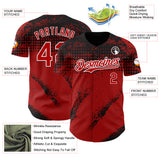 Custom Black Red-White 3D Pattern Design Splash Grunge Fragment Authentic Baseball Jersey