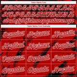 Custom Black Red-White 3D Pattern Design Splash Grunge Fragment Authentic Baseball Jersey