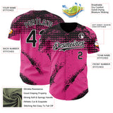 Custom Black Pink-White 3D Pattern Design Splash Grunge Fragment Authentic Baseball Jersey