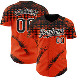 Custom Black Orange-White 3D Pattern Design Splash Grunge Fragment Authentic Baseball Jersey