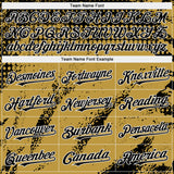 Custom Black Old Gold-White 3D Pattern Design Splash Grunge Fragment Authentic Baseball Jersey