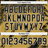 Custom Black Old Gold-White 3D Pattern Design Splash Grunge Fragment Authentic Baseball Jersey