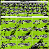 Custom Black Neon Green-White 3D Pattern Design Splash Grunge Fragment Authentic Baseball Jersey