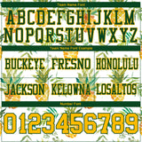 Custom White Gold-Green 3D Pattern Fruit Pineapple Authentic Football Jersey