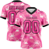 Custom Pink Black 3D Pattern Flamingo Authentic Football Jersey