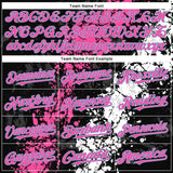 Custom Black Pink Light Blue-White 3D Pattern Design Splash Authentic Baseball Jersey