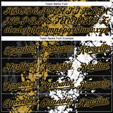 Custom Black Old Gold-White 3D Pattern Design Splash Authentic Baseball Jersey