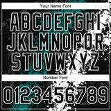 Custom Black Teal-White 3D Pattern Design Splash Authentic Baseball Jersey