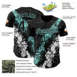 Custom Black Ice Blue-White 3D Pattern Design Splash Authentic Baseball Jersey