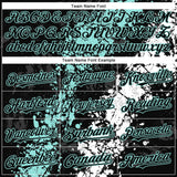 Custom Black Ice Blue-White 3D Pattern Design Splash Authentic Baseball Jersey
