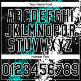 Custom Black Aqua-White 3D Pattern Design Splash Authentic Baseball Jersey
