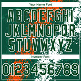 Custom Green Orange-White 3D Pattern Design Splash Authentic Baseball Jersey