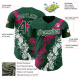 Custom Green Hot Pink-White 3D Pattern Design Splash Authentic Baseball Jersey