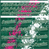 Custom Green Hot Pink-White 3D Pattern Design Splash Authentic Baseball Jersey