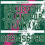 Custom Green Hot Pink-White 3D Pattern Design Splash Authentic Baseball Jersey