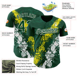 Custom Green Light Yellow-White 3D Pattern Design Splash Authentic Baseball Jersey