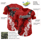 Custom Red Black-White 3D Pattern Design Splash Authentic Baseball Jersey