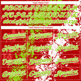 Custom Red Neon Green-White 3D Pattern Design Splash Authentic Baseball Jersey