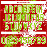 Custom Red Neon Green-White 3D Pattern Design Splash Authentic Baseball Jersey