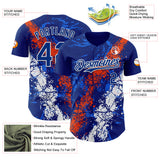 Custom Royal Orange-White 3D Pattern Design Splash Authentic Baseball Jersey