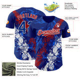 Custom Royal Red-White 3D Pattern Design Splash Authentic Baseball Jersey