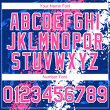 Custom Royal Pink-White 3D Pattern Design Splash Authentic Baseball Jersey