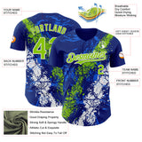 Custom Royal Neon Green-White 3D Pattern Design Splash Authentic Baseball Jersey