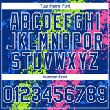 Custom Royal Neon Green Pink-White 3D Pattern Design Splash Authentic Baseball Jersey