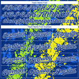 Custom Royal Neon Green Light Yellow-White 3D Pattern Design Splash Authentic Baseball Jersey