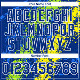 Custom Royal Neon Green Light Yellow-White 3D Pattern Design Splash Authentic Baseball Jersey