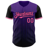 Custom Purple Pink-Black 3D Pattern Design Gradient Geometric Shape Authentic Baseball Jersey