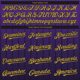 Custom Purple Old Gold-Black 3D Pattern Design Gradient Geometric Shape Authentic Baseball Jersey