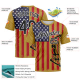 Custom Old Gold Black-White 3D Pattern Design Arrow Archery Bow Target American Flag Performance T-Shirt