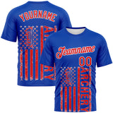 Custom Thunder Blue Fire Red-White 3D Pattern Design Arrow Archery Bow Target American Flag Performance T-Shirt