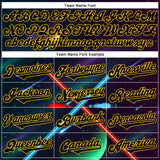Custom Black Yellow 3D Pattern Design Outer Space Light Swords Authentic Baseball Jersey
