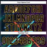 Custom Black Yellow 3D Pattern Design Outer Space Light Swords Authentic Baseball Jersey