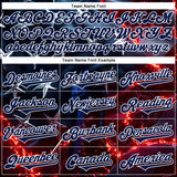 Custom Blue Navy-White 3D Pattern Design Outer Space Light Swords American Flag Authentic Baseball Jersey