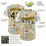 Custom White Black-Gold 3D Polynesian Style Palm Leaves Islander Authentic Baseball Jersey
