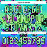 Custom Blue Pea Green-Black 3D Pattern Design Trippy Magic Mushrooms Skull Authentic Baseball Jersey