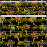 Custom Black Gold 3D Pattern Design Mardi Gras Shrove Tuesday Authentic Baseball Jersey