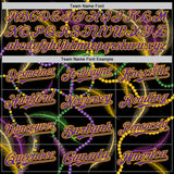 Custom Black Purple-Gold 3D Pattern Design Mardi Gras Shrove Tuesday Authentic Baseball Jersey