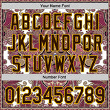 Custom White Brown Red-Yellow 3D Pattern Design Burner Costumes Exotic Authentic Baseball Jersey