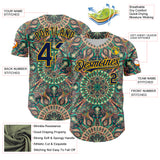 Custom Green Navy-Gold 3D Pattern Design Burner Costumes Psychedelic Authentic Baseball Jersey