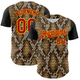 Custom Black Red-Gold 3D Pattern Design Rave Party Animal Snake Python Print Authentic Baseball Jersey